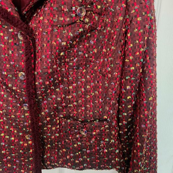Vintage Bergamo burgundy textured blazer Size 6 NWT - Picture 3 of 8
